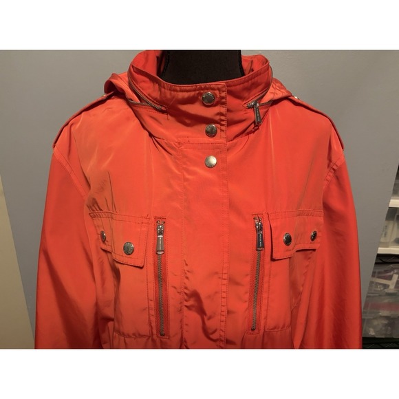Michael Kors Women's Orange Silky Satin Light Utility Jacket Size 2X Preppy - Picture 10 of 13
